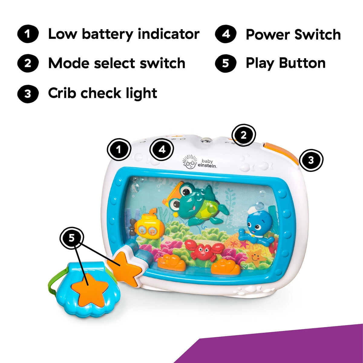 Baby Einstein Sea Dreams Soother Musical Crib Toy and Sound Machine M7P9 - product image 7