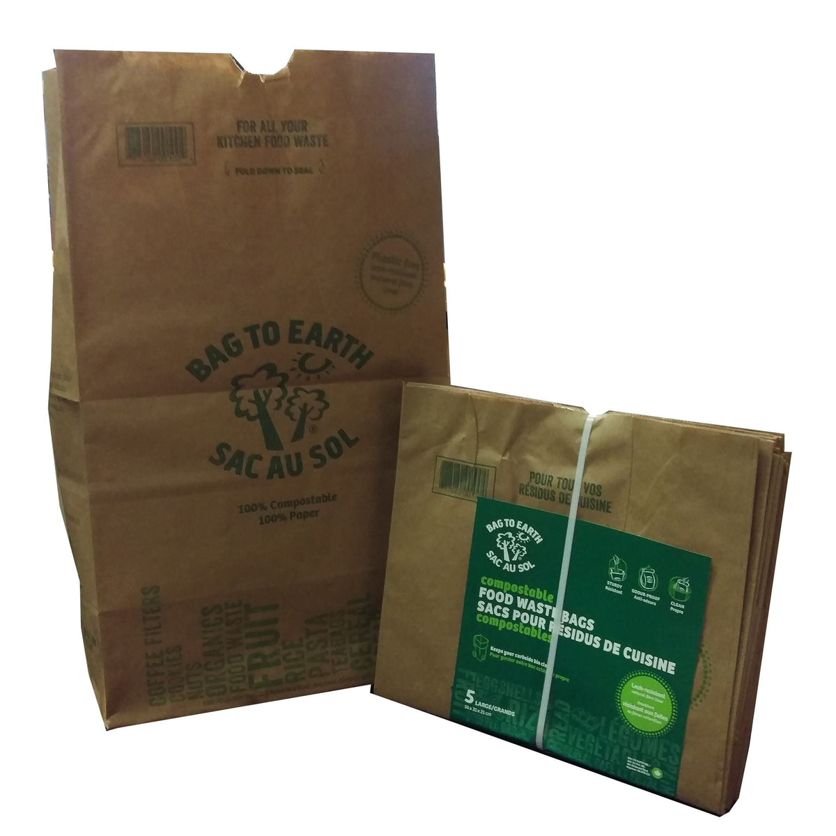 Bag to Earth Large Organic Compostable and Biodegradable Food Waste Bags, 5-pk, 45-L U5U4 - product image 1