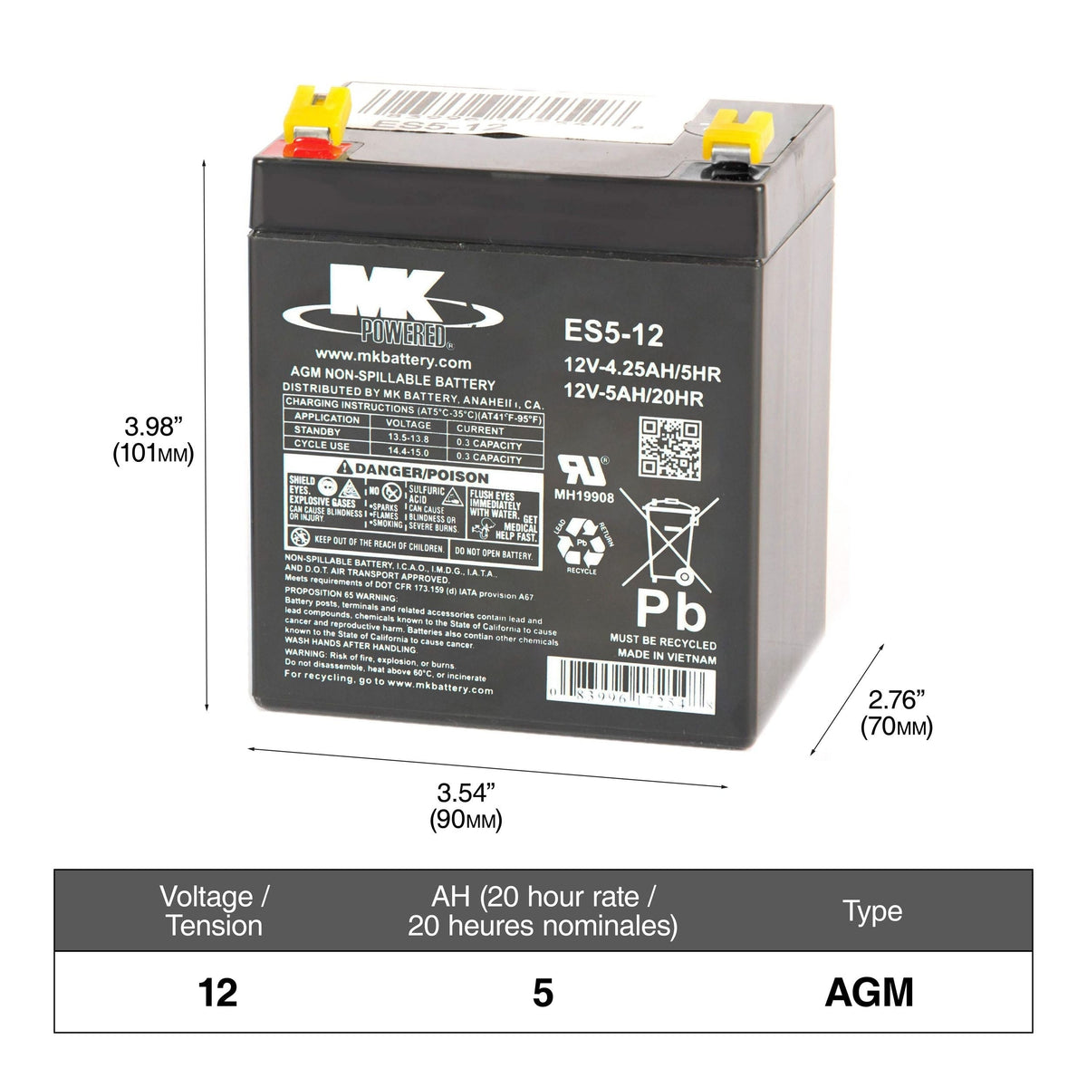 Battery 12-Volt 5 Ah SLA Battery, F2 Terminal P7L0 - product image 1