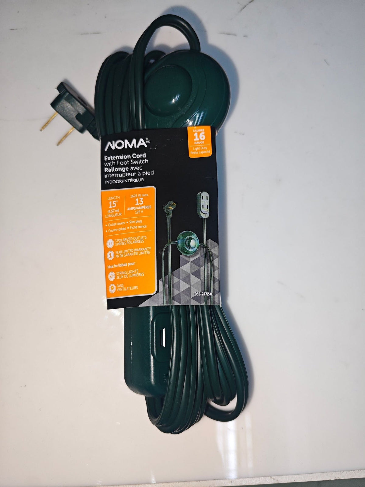 14-ft 7-in 16/2 Indoor Extension Cord, ON/OFF Foot Switch, Green E5A3 - product image 1
