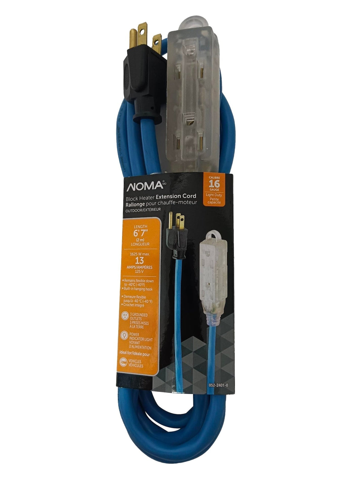 16/3 13 Amp All-Weather Block Heater Cord with Lighted End, Blue M3A7 - product image 1