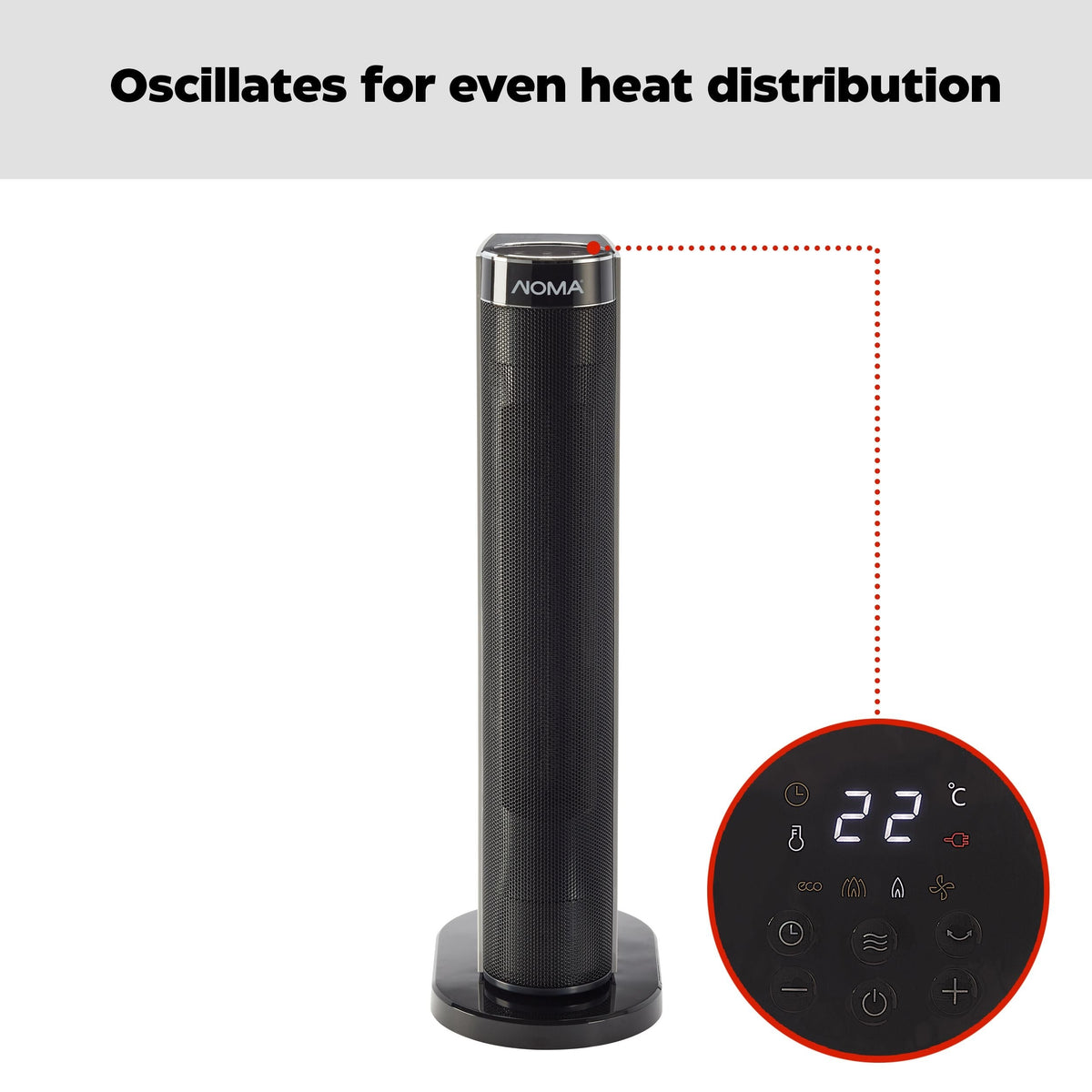 Digital Tower Ceramic Heater withRemote Control & Thermostat, 1500W, White, 24-in J0A4 - product image 7