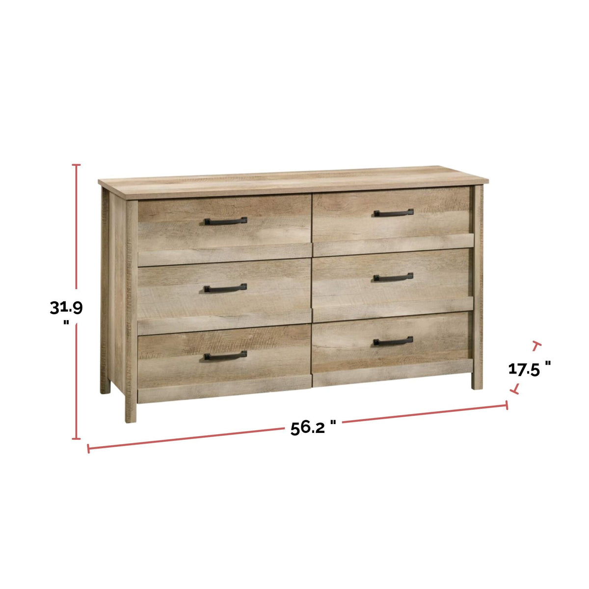 Cannery Bridge 6-Drawer Double Dresser/Chest Bedroom Storage, Lintel Oak Finish V2G3 - product image 3