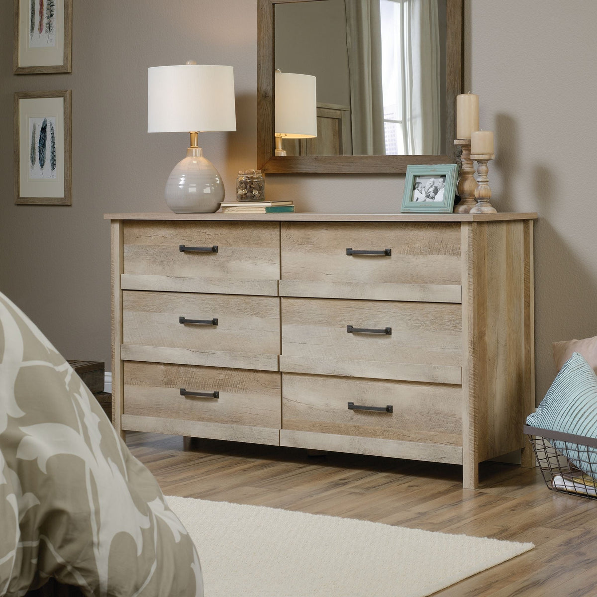 Cannery Bridge 6-Drawer Double Dresser/Chest Bedroom Storage, Lintel Oak Finish V2G3 - product image 7