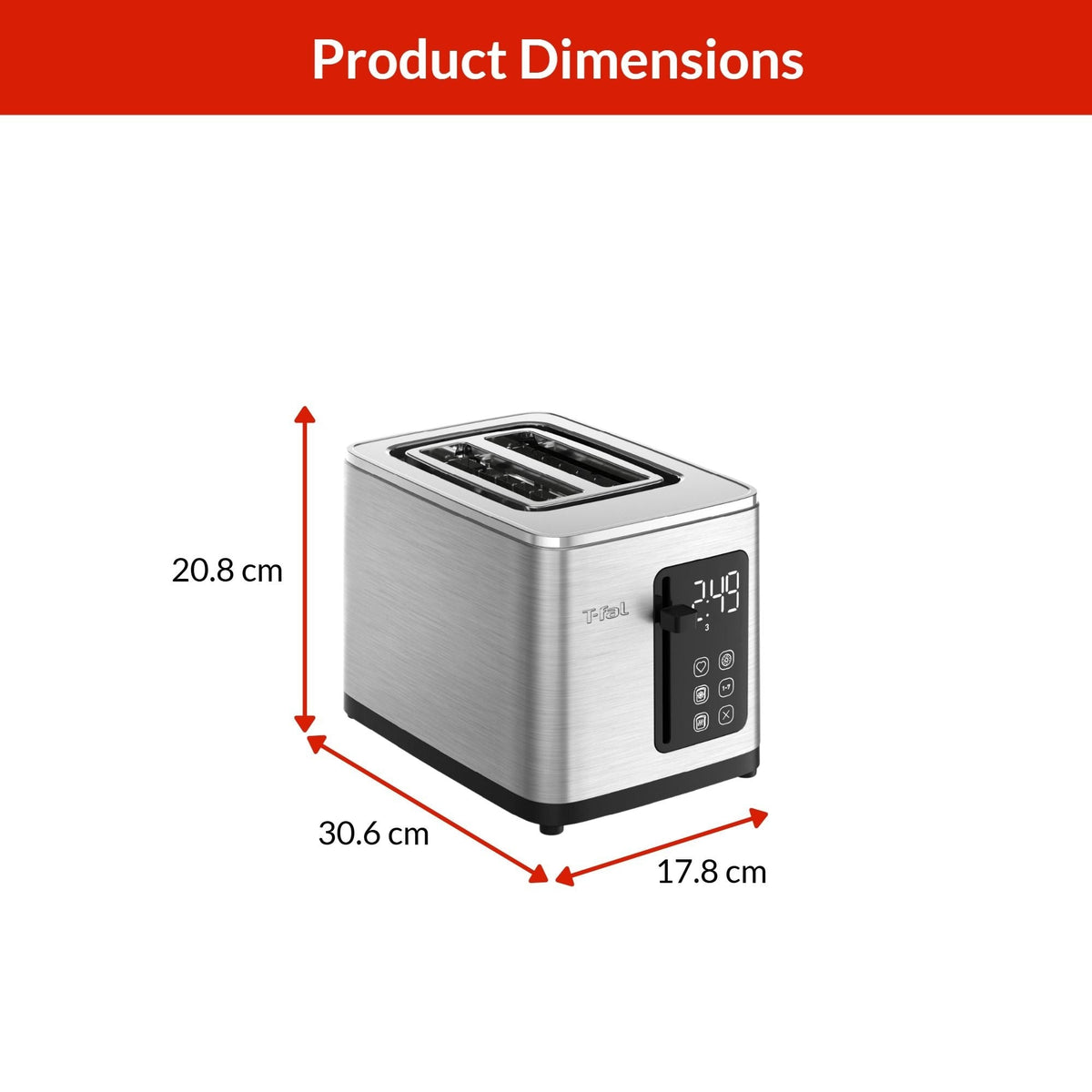 2-Slice Stainless Steel Digital Toaster, Extra wide slots, 7 Browning levels A6E4 - product image 6