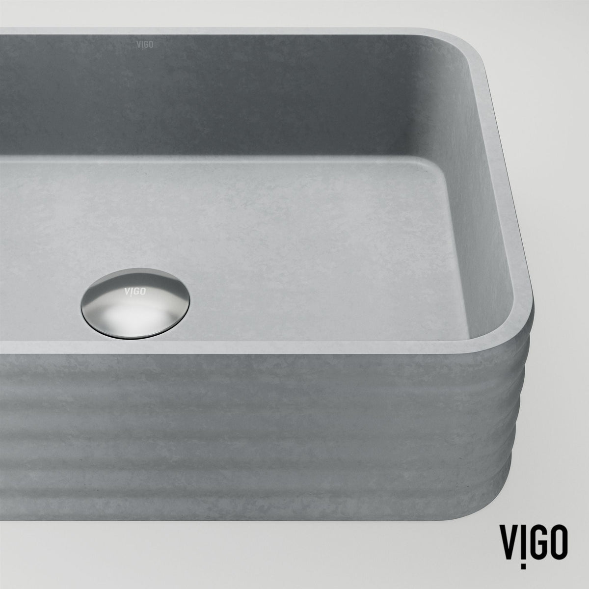 Cadman ConcretoStone 18-in Deep Grey Bathroom Sink/Basin with Rectangular Fluted Vessel P3G2 - product image 8
