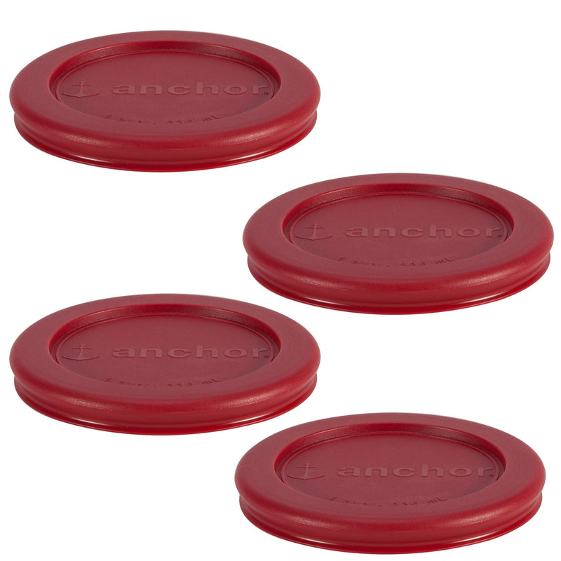 Plastic Lid Set, Red, 4-pc x 1-Cup G4A2