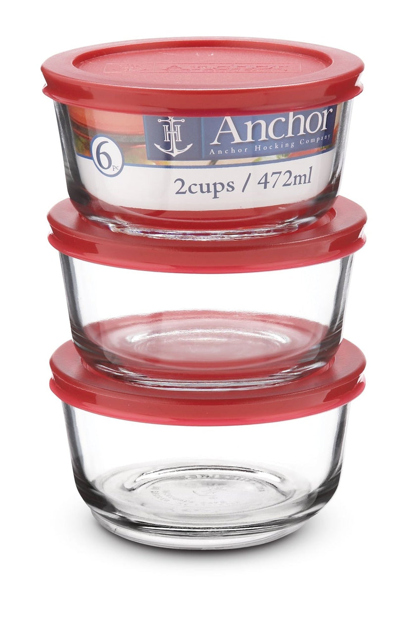 Round Glass Storage Container Set with Lids, 3 Count P0O3
