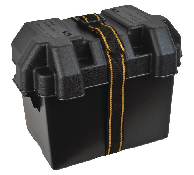 Polypropylene Vented Marine Battery Box with Strap & Mounting Hardware, Black, Assorted Sizes Q3E5 - product image 1