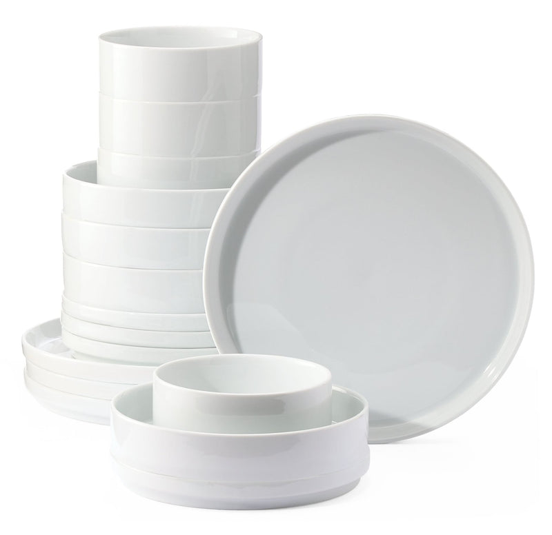 Tate Modern Edge Porcelain Dinnerware Set, Serves 4, 16-pc, White Y4V9