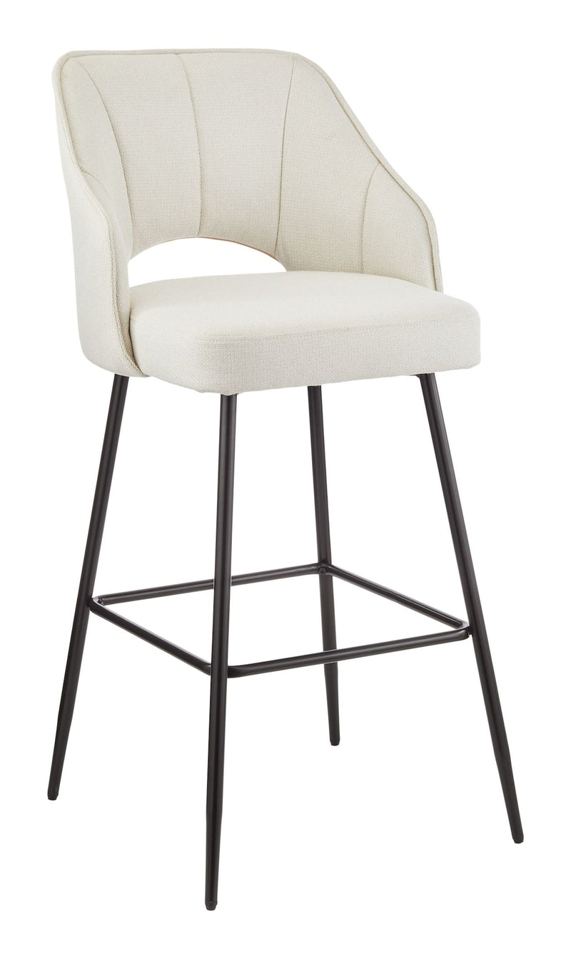 Yael Elegant Elevated Bar Stool with Back Rest, Creme J4G1