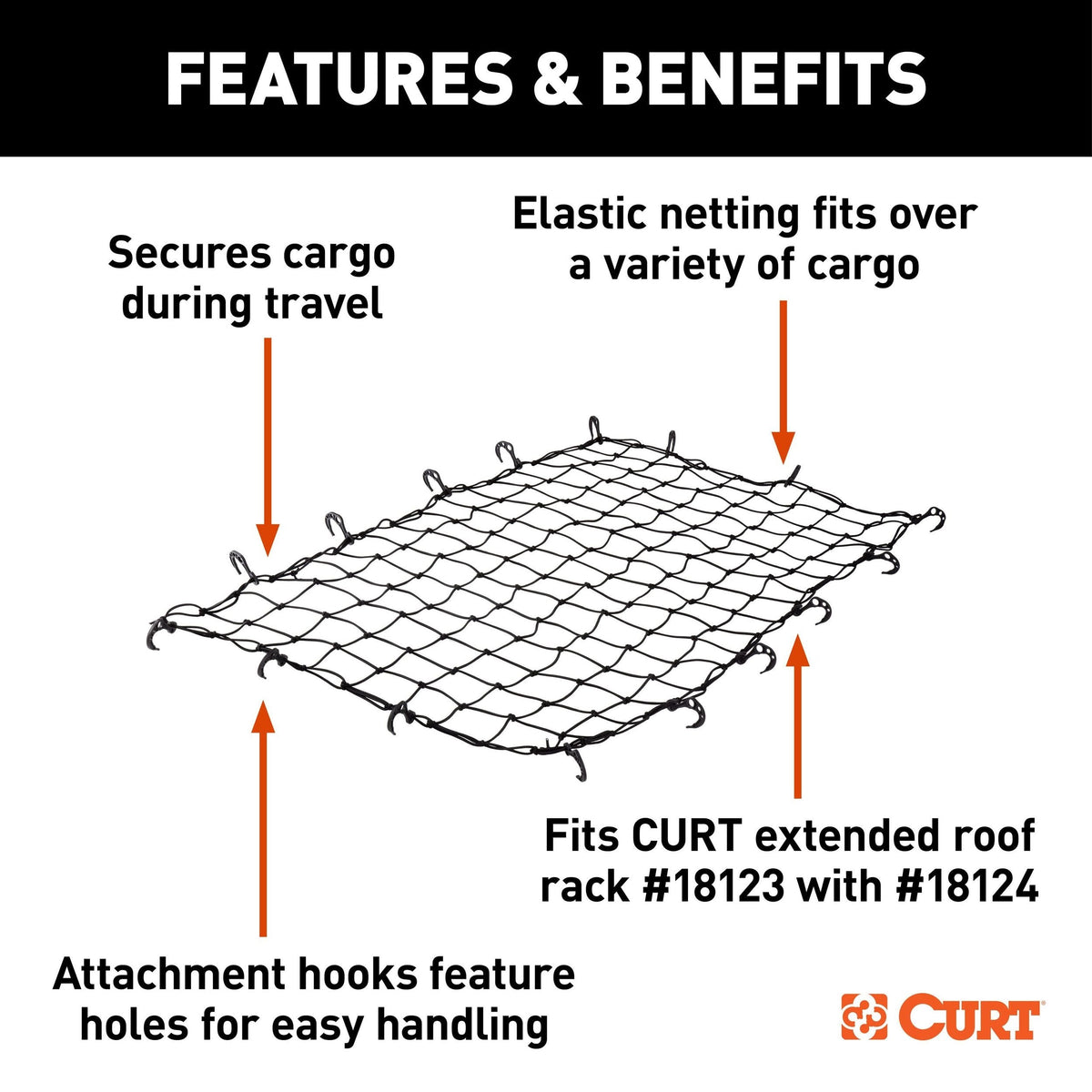 18219 Elastic Cargo Net with Hooks for Extended Roof Basket, 64 x 36-in W6G4 - product image 6