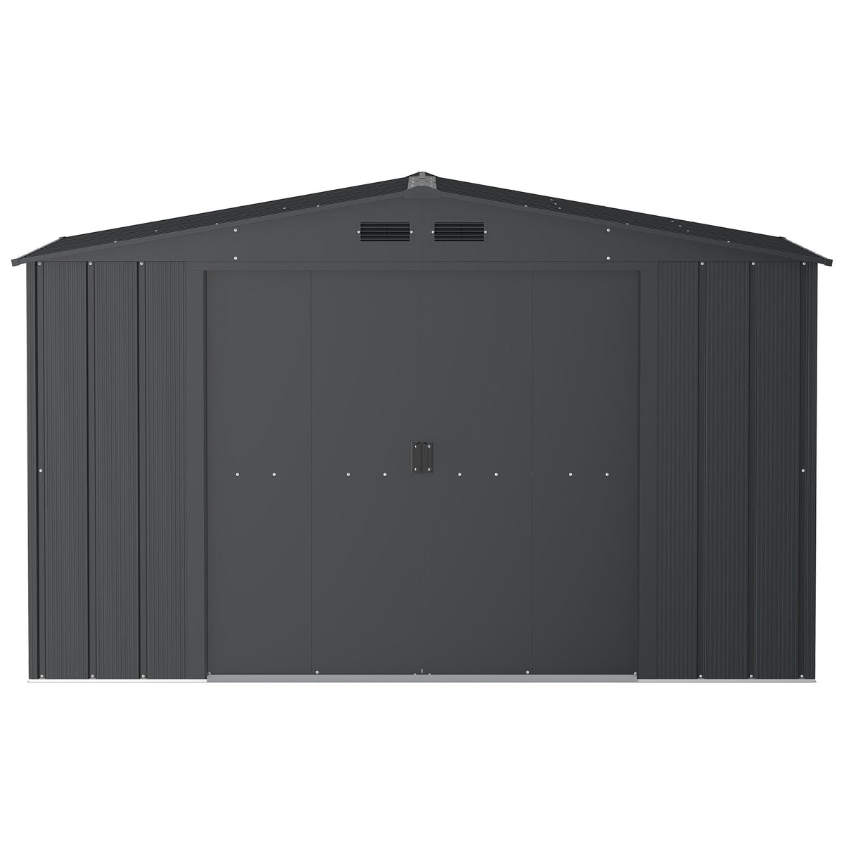 Metal Outdoor Storage Shed with Steel Frame, Dark Grey, 10-1/2-ft x 8-ft I6E4 - product image 3