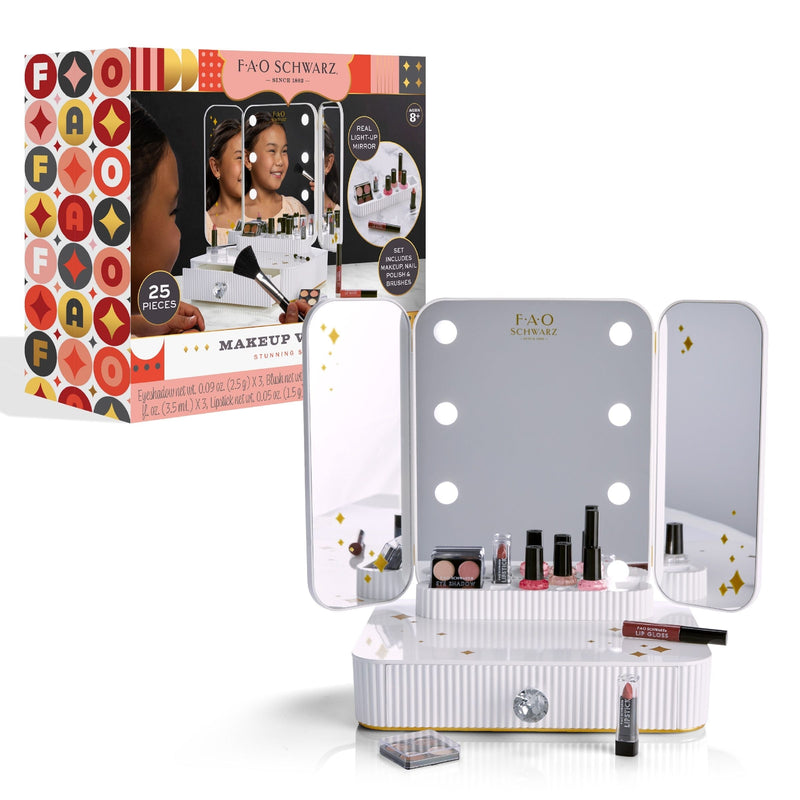 Girls Vanity Makeup Studio Low Profile, 24 Piece, White R6K5
