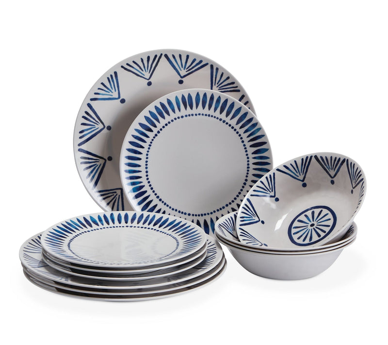 Patio Dinnerware Set, 12-piece, Blue H8J1