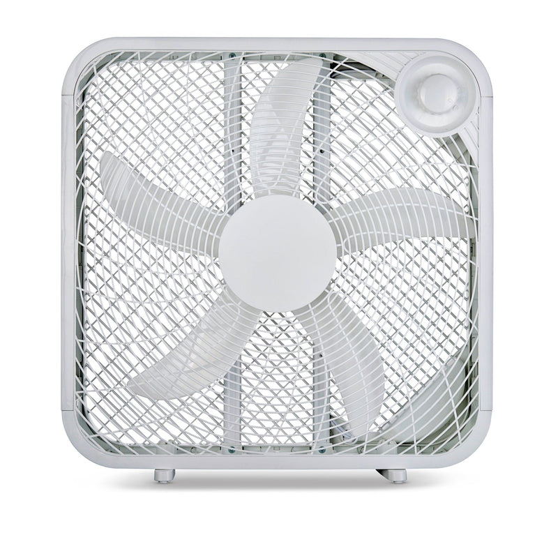 Plastic 5-Blade Portable Box/Floor Fan, 2-Speed, White, 20-in Y9M7