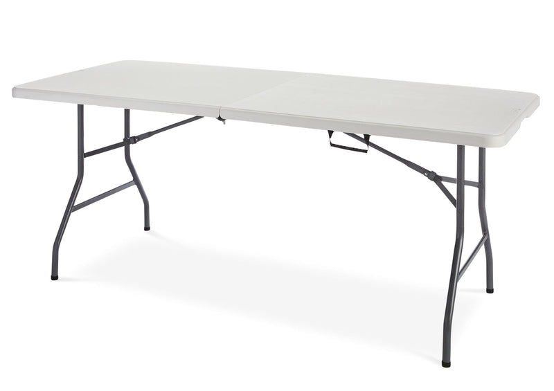 Portable Folding Table with Casters & Handle, 6-ft, White Y1P3