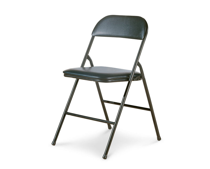 Portable Vinyl Upholstered & Padded Metal Folding Chair, Black C3O8
