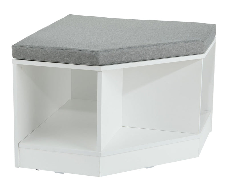 Space Saving Corner Bench with Storage, White/Grey B4U4