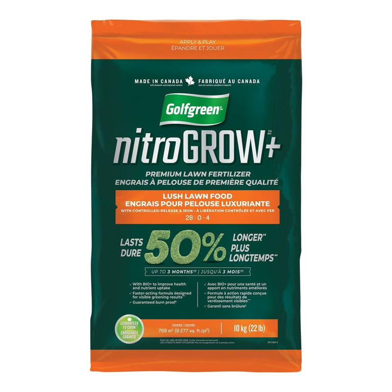Nitrogrow+ Premium Nitrogen Enriched Lush Lawn Fertilizer, 28-0-4, 10kg H6J8