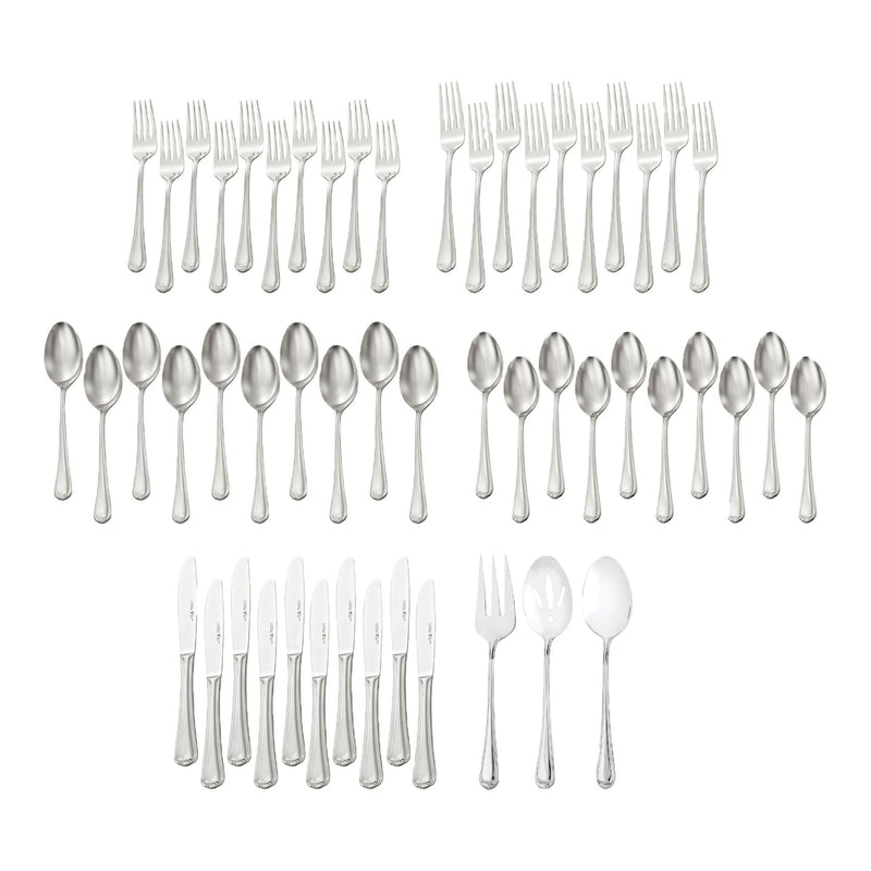 Metrona Flatware Set, Serves 10, 53-pc, Dishwasher Safe G1H4