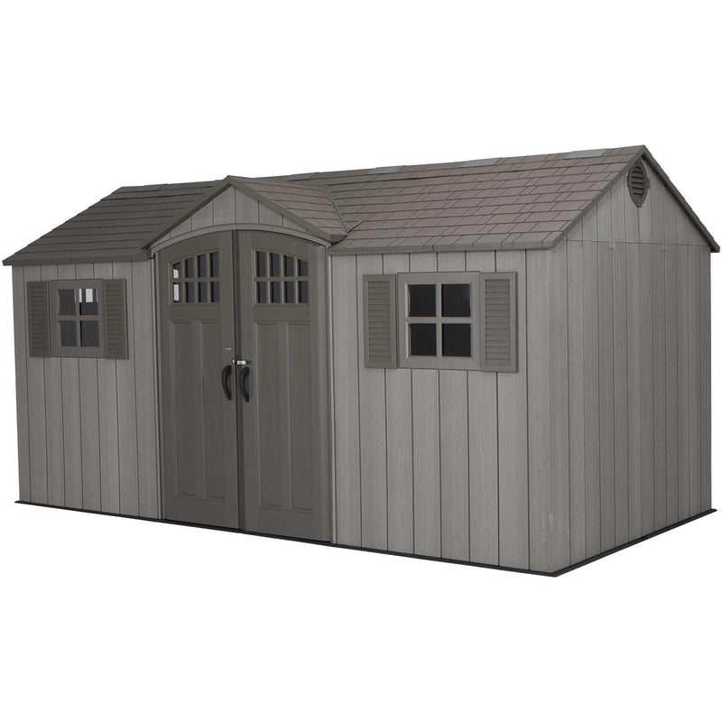 Outdoor Storage Shed with Dual Side Entry, Dark Grey Roughcut, 15 x 8-ft D8U7