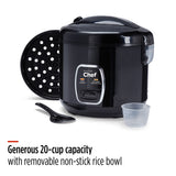 One-Touch Non-Stick Rice Cooker & Steamer, Black, 20 Cups T0V7 - product image 7