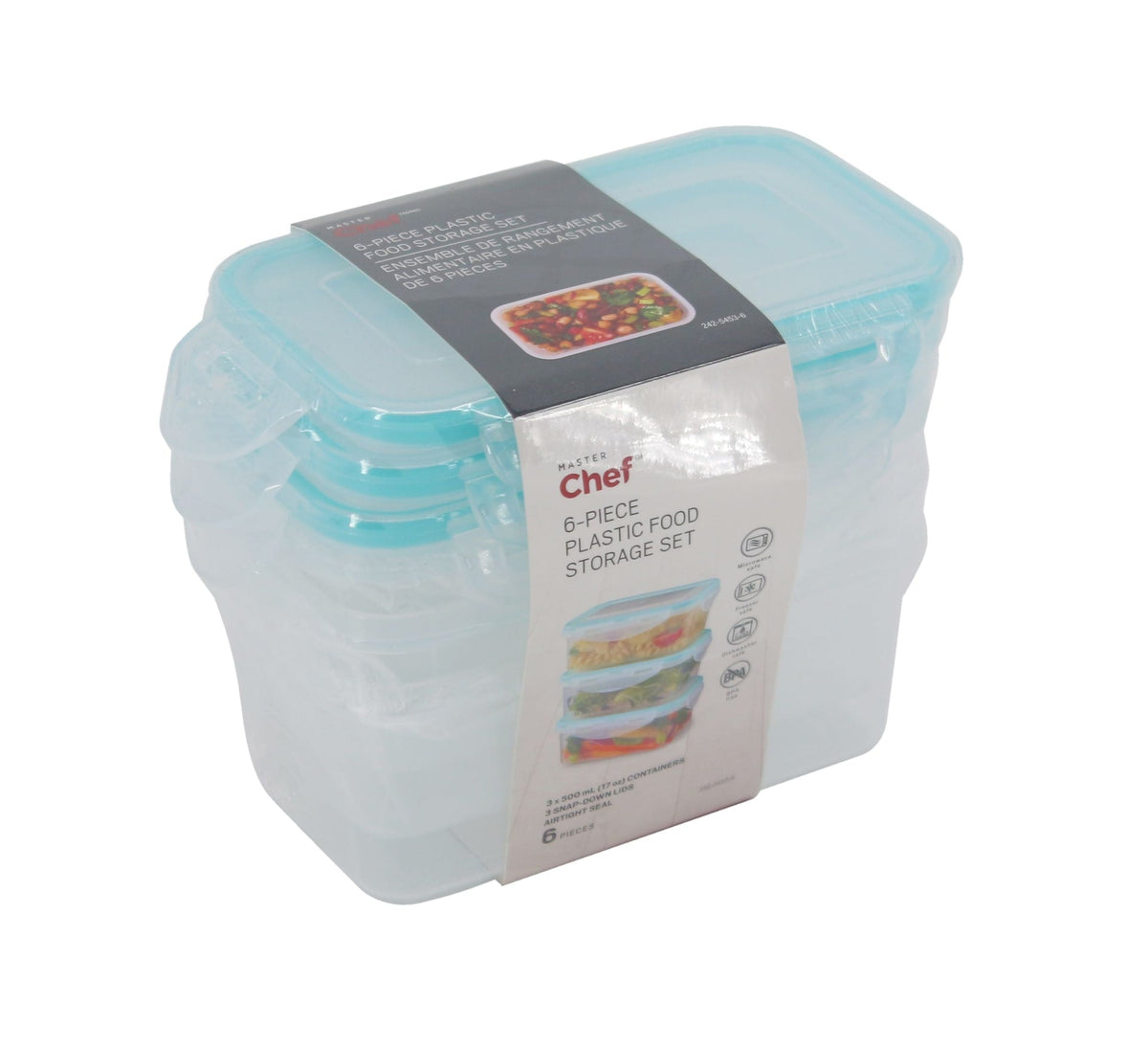Plastic Food Storage Container Set with Snap Lid, 500-mL, 6-pc L2X2 - product image 1