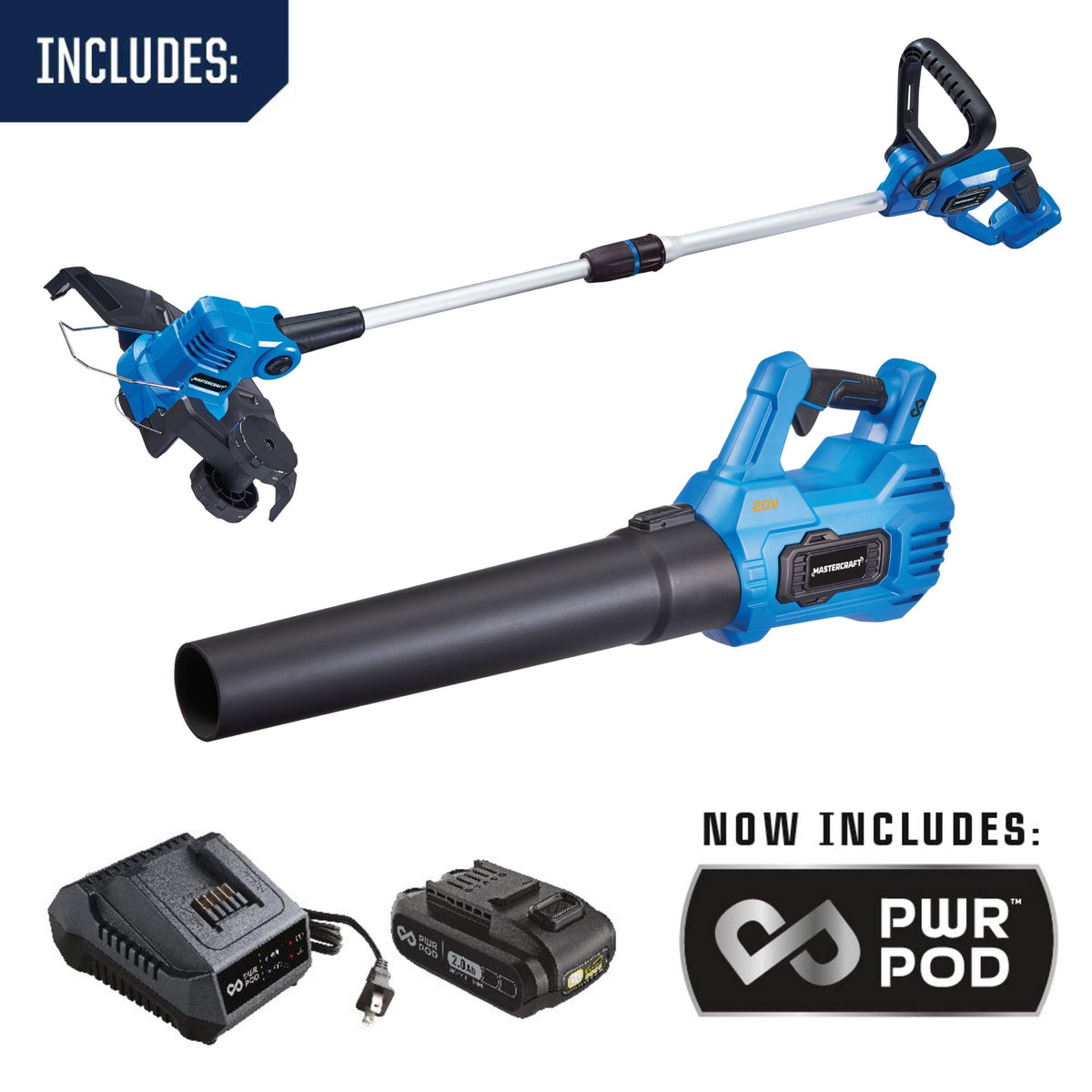 20V Cordless 12" String Trimmer and 370CFM Blower Combo Kit with PWR POD 2 Ah Battery and Charger O6K4 - product image 5