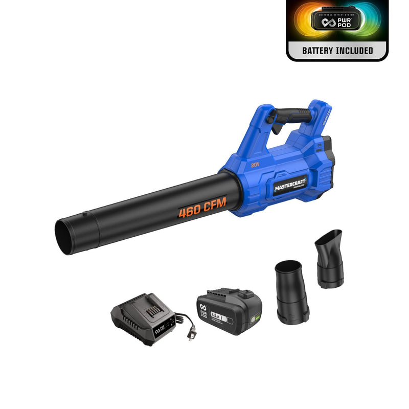 20V Cordless 460 CFM Brushless Leaf Blower Kit with PWRPOD 4 Ah Battery and Charger E5Q2