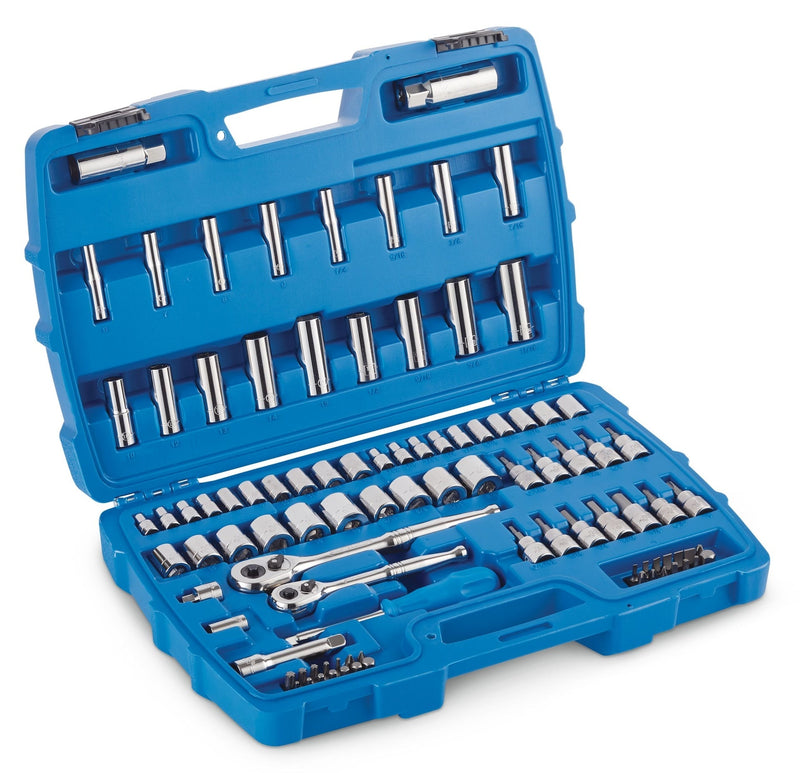 Socket Set, 95-pc, SAE / Metric, CRV, Nickel-Chrome Plating F2E4