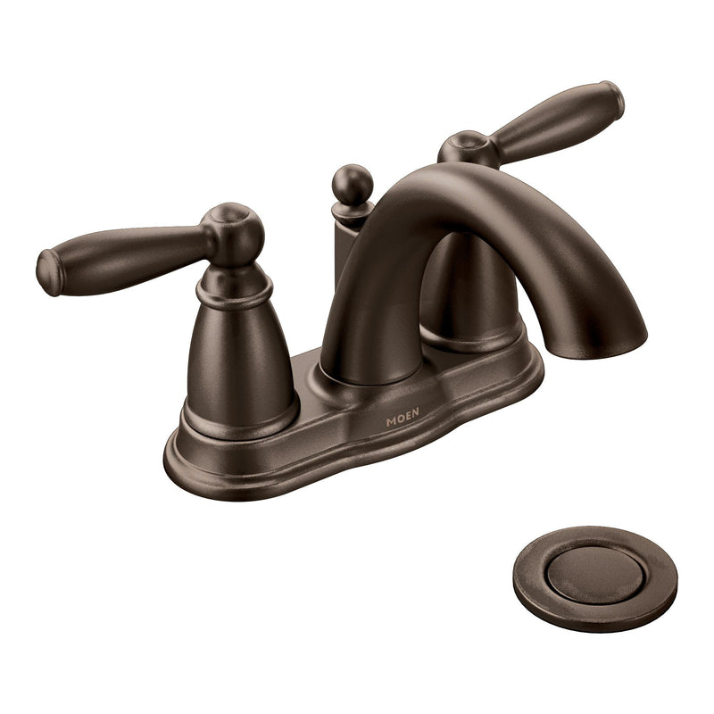 Brantford Double Handle Low Arc 4-in Centerset Bathroom Sink Faucet, WaterSense Certified, Oil Rubbed Bronze J6A5