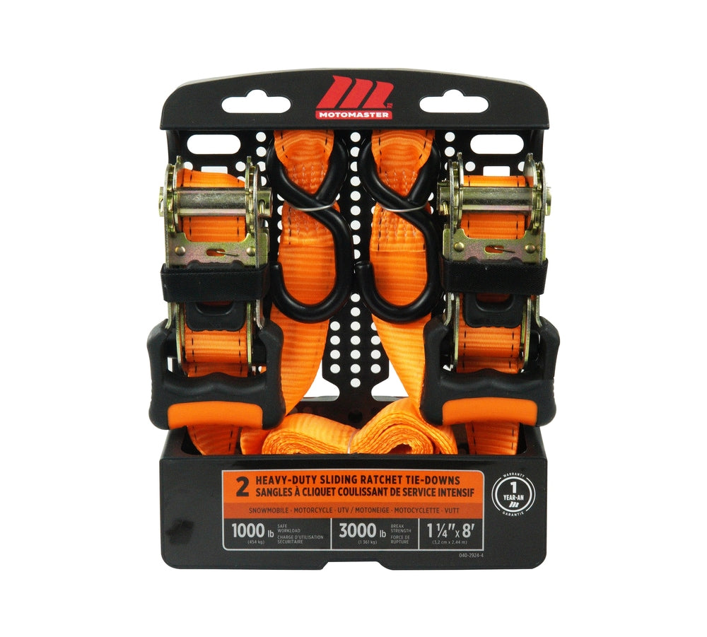 3,000-lb Heavy-Duty Sliding Ratchet Tie Down Straps, 1.25-in x 8-ft, 2-pk T5G0 - product image 2