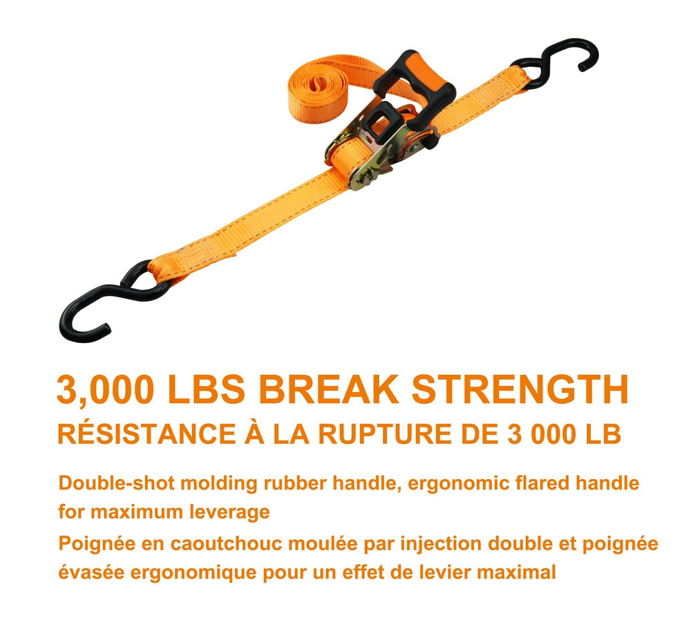 3,000-lb Heavy-Duty Sliding Ratchet Tie Down Straps, 1.25-in x 8-ft, 2-pk T5G0 - product image 3