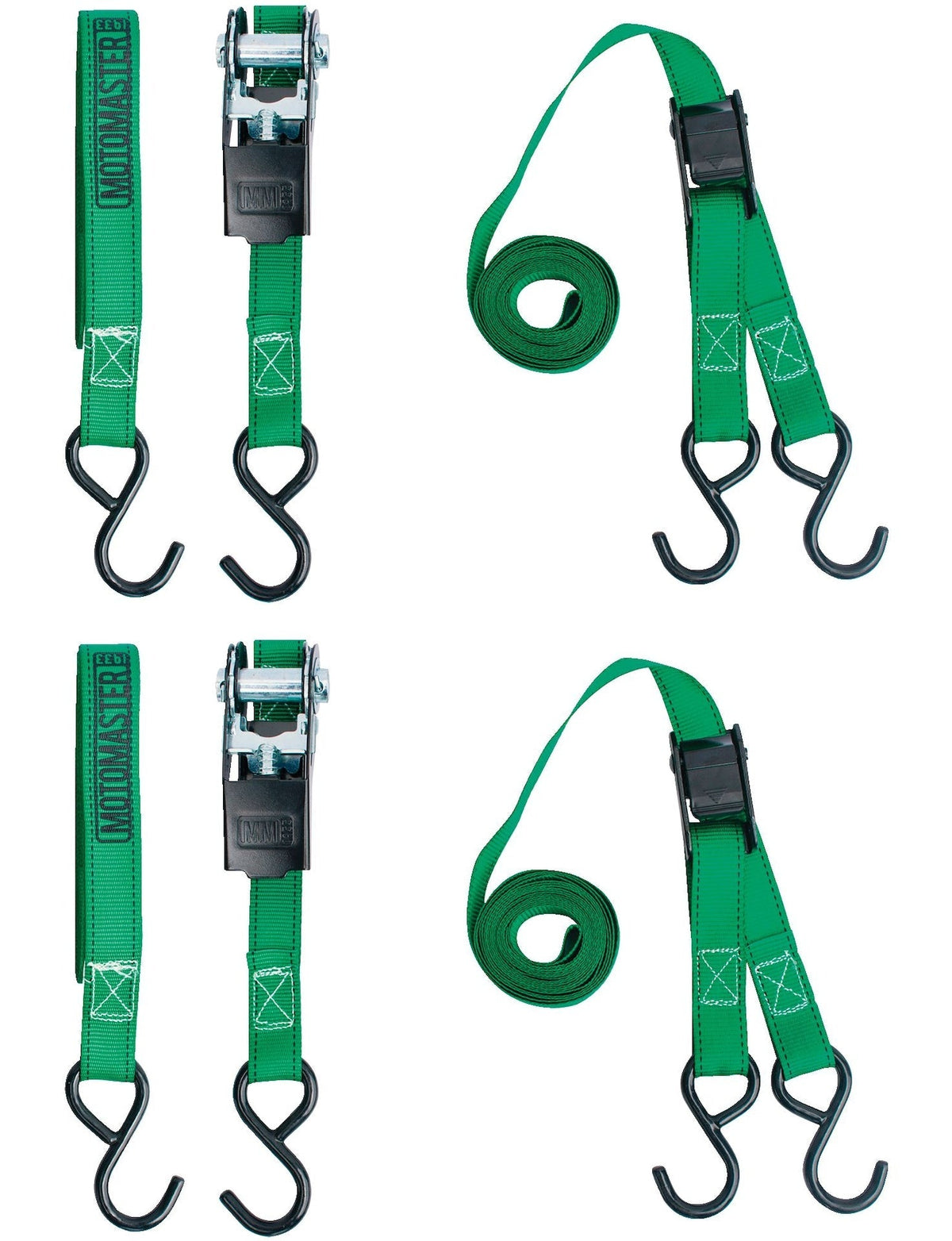 900-lb Ratchet/Cambuckle Tie-Down Straps, Non-Padded, 1-in x 10-ft, 4-pk V0C4 - product image 4