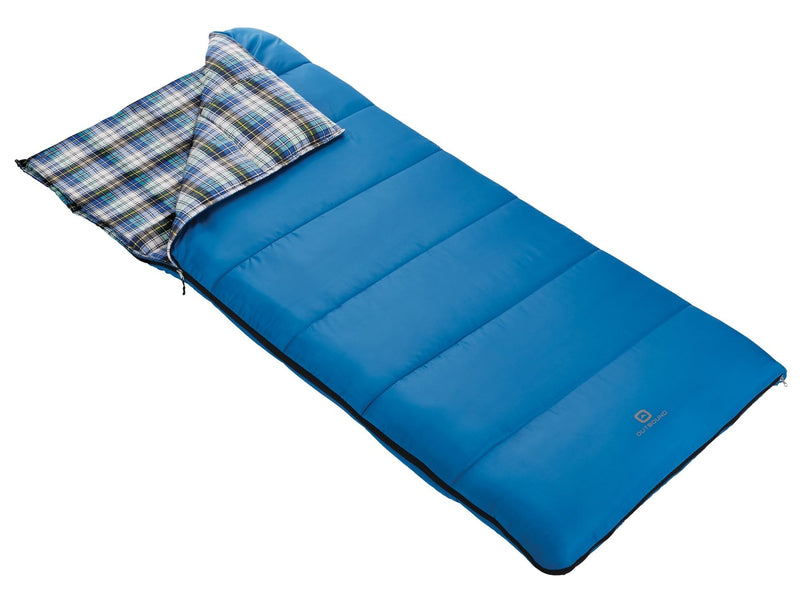Comfort 5°C Insulated Cotton Lined Mild Weather Sleeping Bag with Compression Sack, Blue B3I6