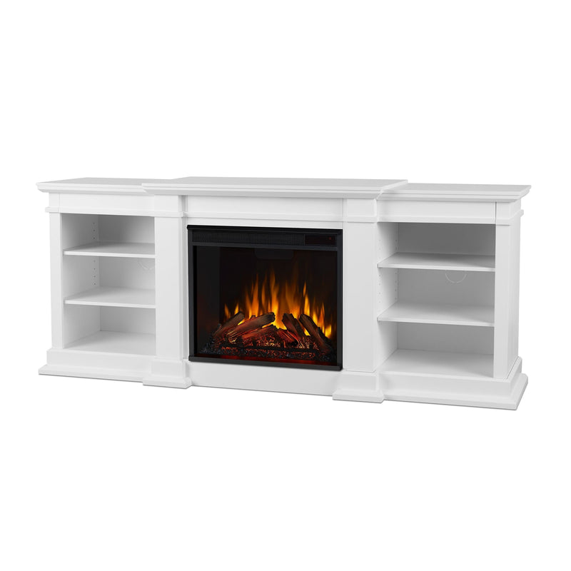 Flame Fresno Electric Media Indoor Electric Fireplace TV Stand, 72-in, 1500W, White R6X7