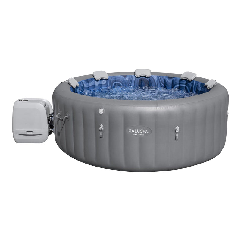Spa Santorini Grey 7-Person Luxe HydroJet Pro Round Smart Spa, 85-in x 31.5-in M3H5