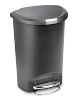Plastic D-Shaped Step Garbage Can, Black, 50-L D8E1 - product image 1