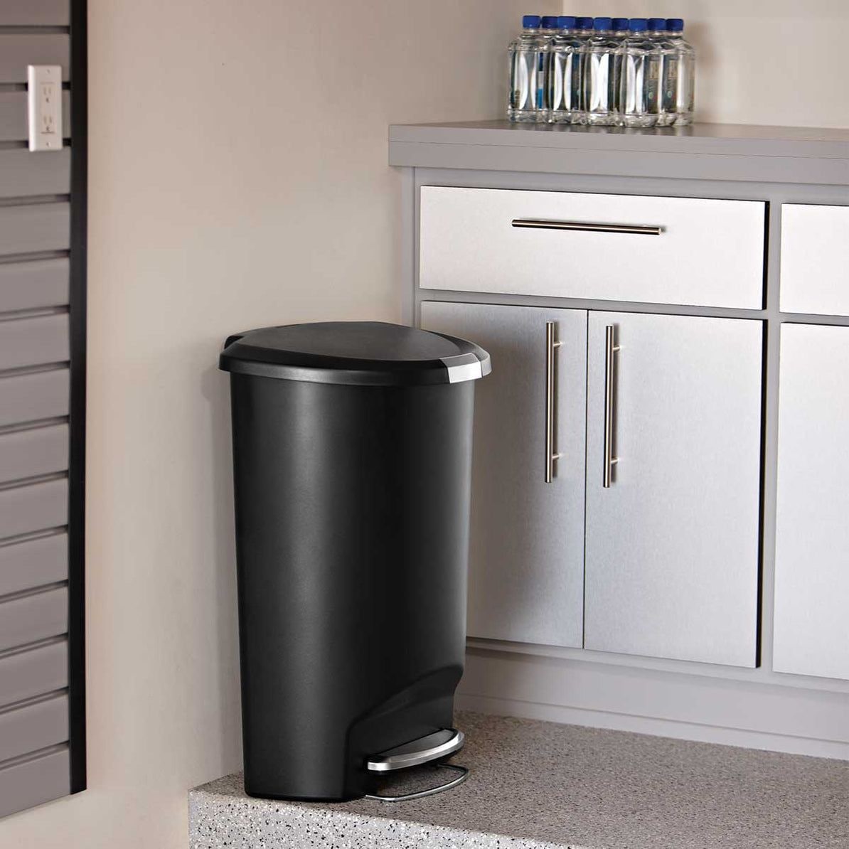 Plastic D-Shaped Step Garbage Can, Black, 50-L D8E1 - product image 6
