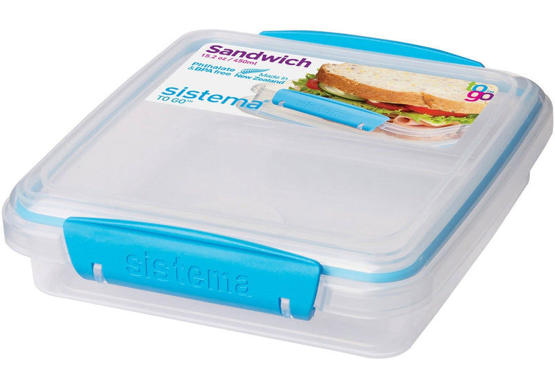 Sandwich Box To Go Food Storage Container, BPA-Free, 450 mL (15.2 oz), Colour May Vary Y9G1