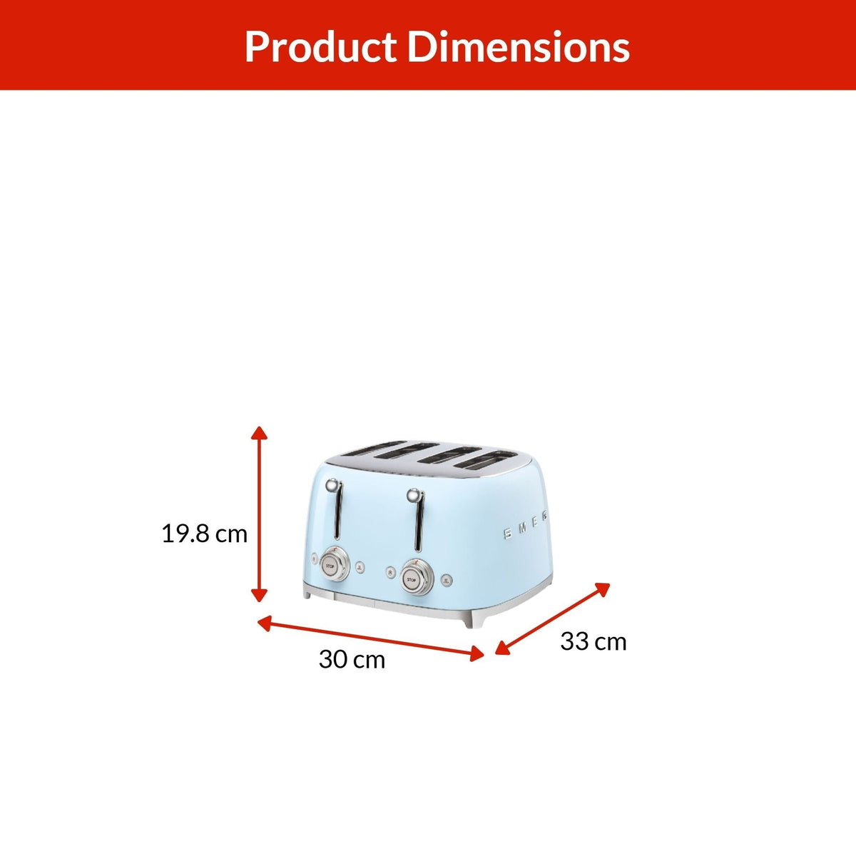 50s Retro Style Wide Slot Pop-up Toaster, 4-Slice, Pastel Blue Y4G8 - product image 7