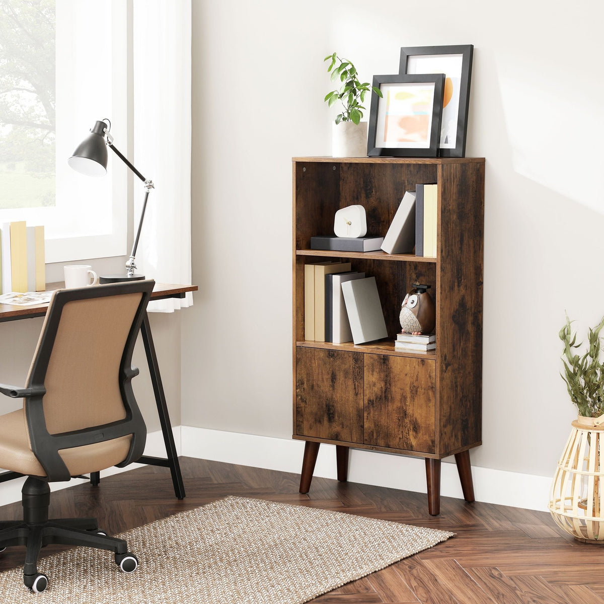 Home 3-Tier Rustic Brown Retro Cabinet with Steel Frame X2Q8 - product image 6