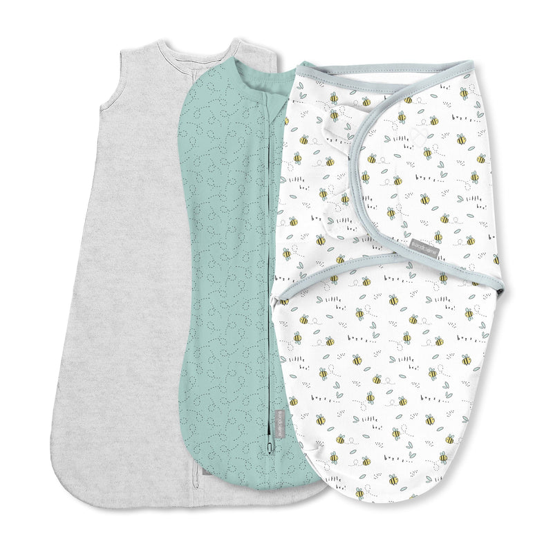Comfort Easy Change Swaddle, Little Bees, Small/Medium, 3-pk K3P3
