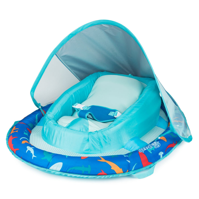 Floating UV-Protected Infant Spring Float with Handles & Sunshade, Shark Design, Ages 3-9 months F2R8