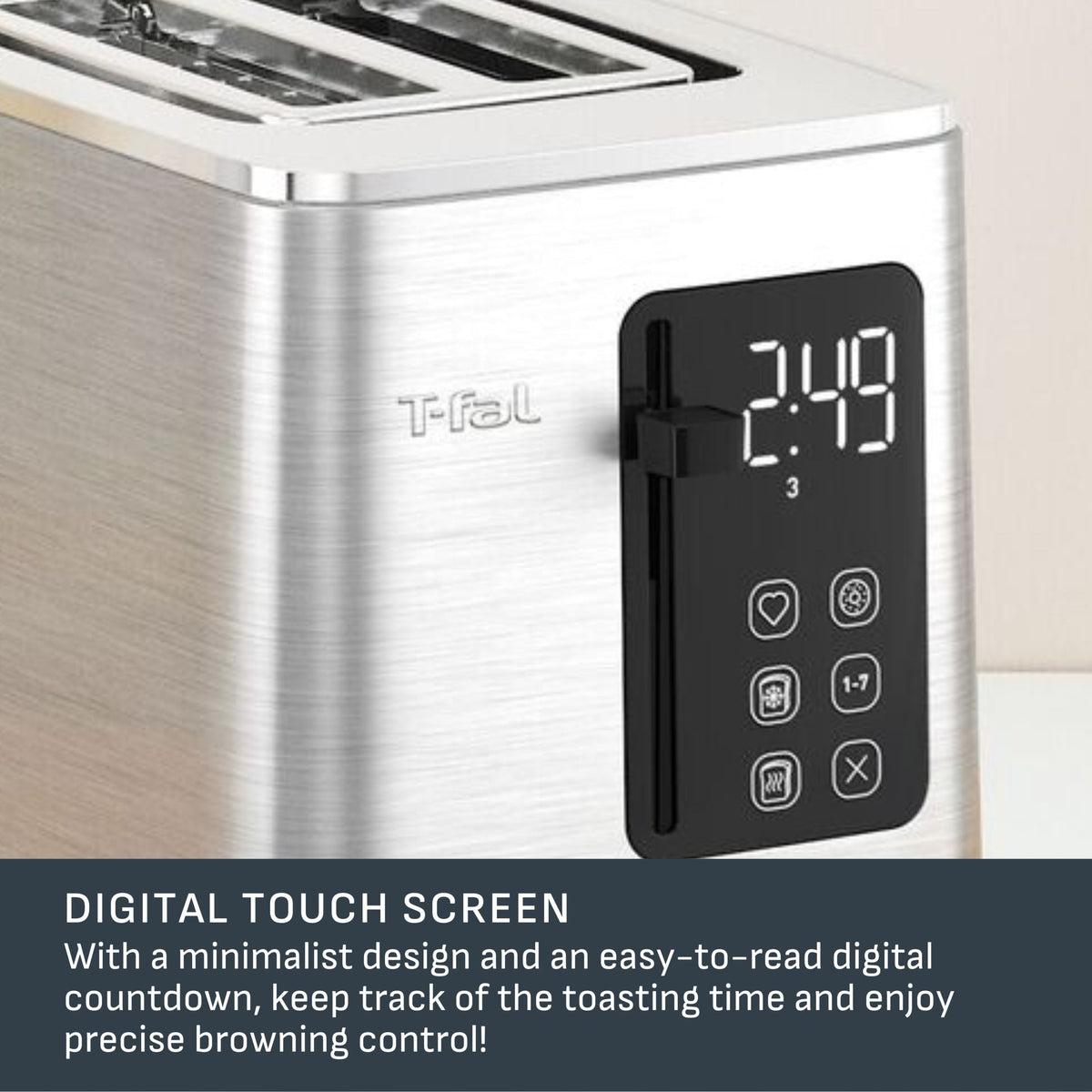 2-Slice Stainless Steel Digital Toaster, Extra wide slots, 7 Browning levels A6E4 - product image 8