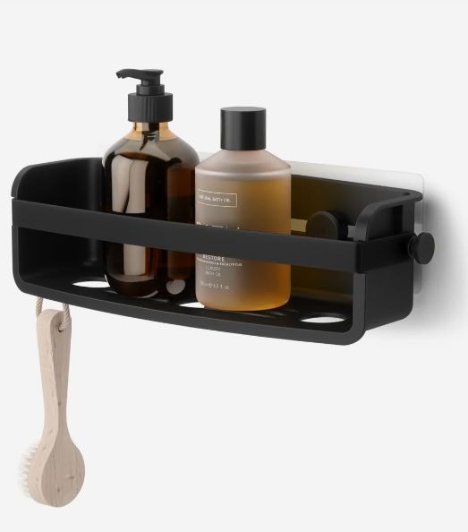 Flex Adhesive Shower Caddy Organizer Bin, Black P7W4