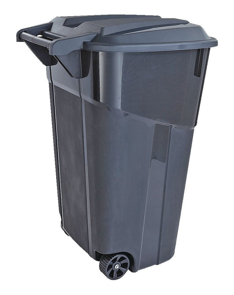 Solutions Plastic Rectangular Wheeled Outdoor Garbage Can, Black, 121-L (32 US gal) L3Q3