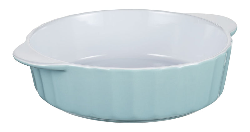 Round Ceramic Baking Dish, 2.1 L, Blue W1Y5