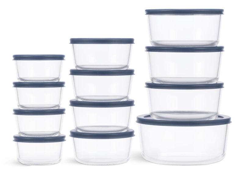 Round Glass Food Storage Container Set with Lids, 24-pc G7K6